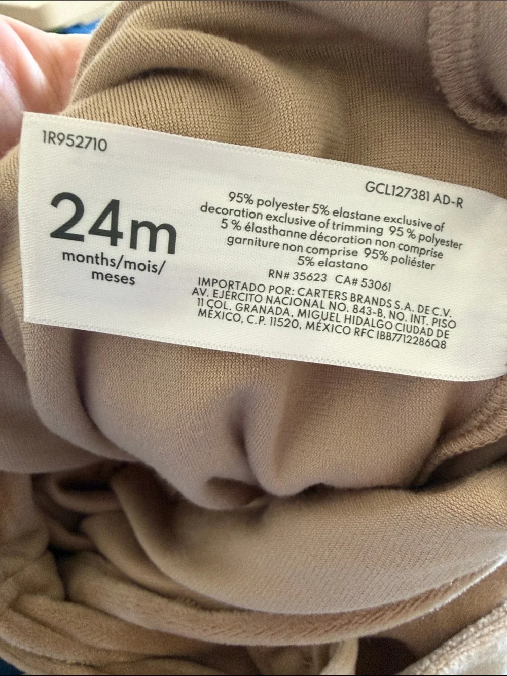 Carter's Tan Plush Bear Romper Overalls